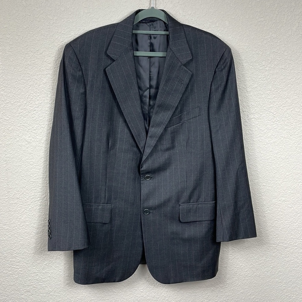 Brooks Brothers Golden Fleece Suit Jacket Blazer Charcoal Gray Stripe Loro Piana